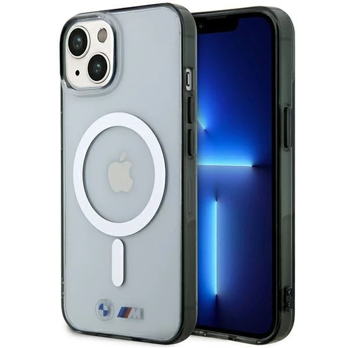 BMW BMHMP14MHCRS Apple iPhone 14 Plus / 15 Plus transparent hardcase Silver Ring MagSafe