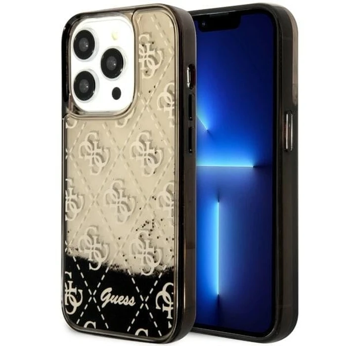 Guess GUHCP14LLC4PSGK Apple iPhone 14 Pro black hardcase Liquid Glitter 4G Transculent
