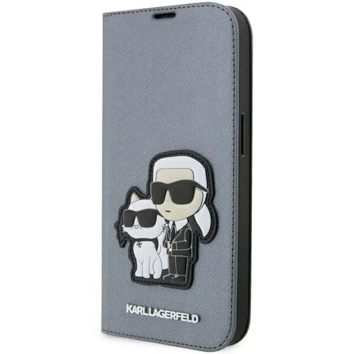 Karl Lagerfeld KLBKP14LSANKCPG Apple iPhone 14 Pro bookcase silver Saffiano Karl & Choupette
