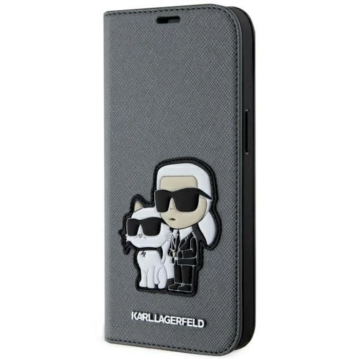 Karl Lagerfeld KLBKP14SSANKCPG Apple iPhone 14 bookcase silver Saffiano Karl & Choupette