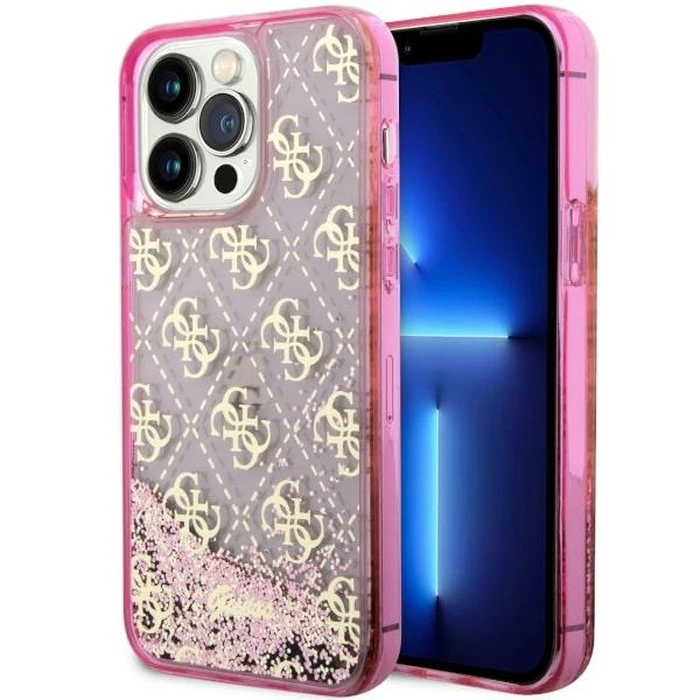 Guess GUHCP14XLC4PSGP Apple iPhone 14 Pro Max pink hardcase Liquid Glitter 4G Transculent