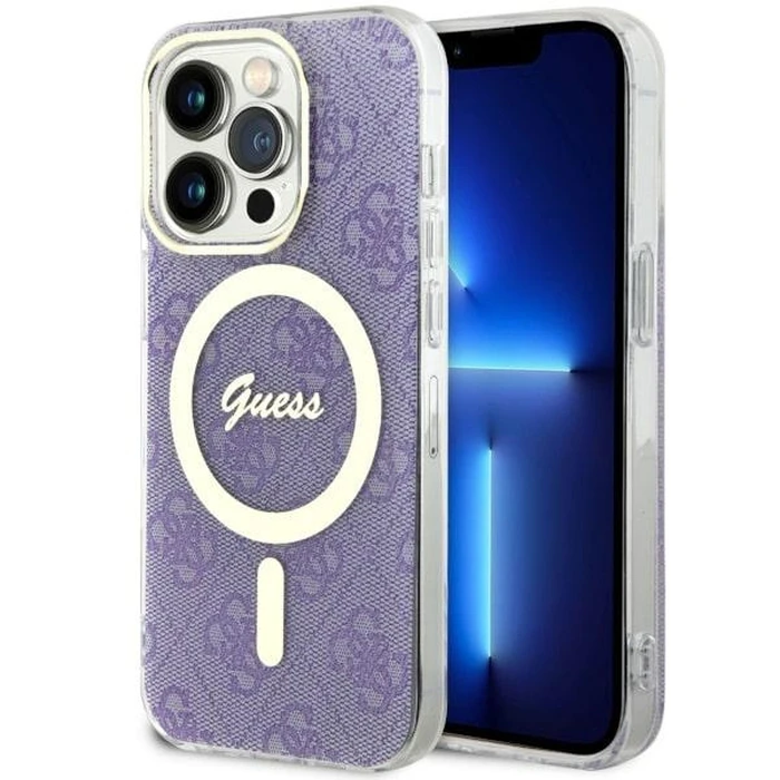Guess GUHMP14LH4STU Apple iPhone 14 Pro purple hardcase 4G MagSafe