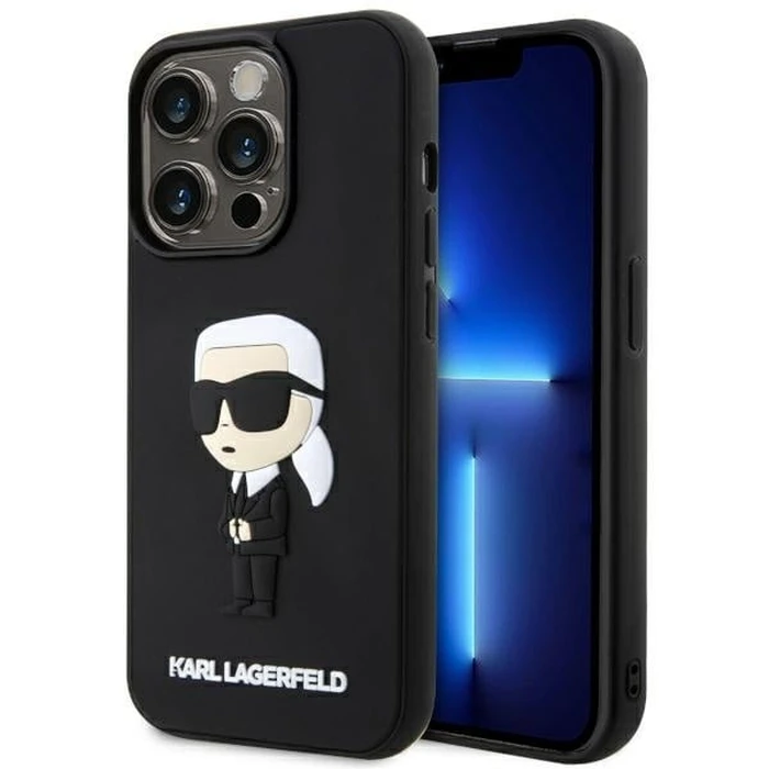 Karl Lagerfeld KLHCP14X3DRKINK Apple iPhone 14 Pro Max black hardcase Rubber Ikonik 3D
