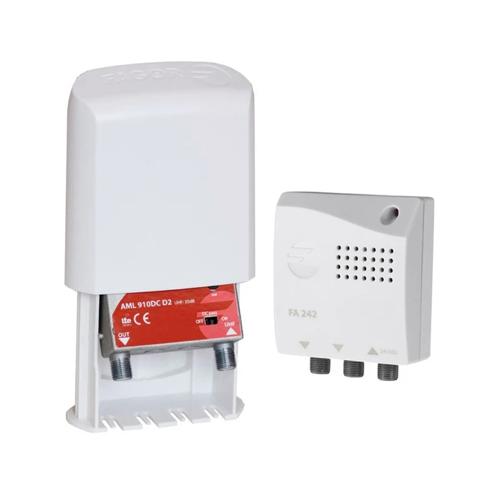 Fagor Shielded Mast Antenna Amplifier Kit with 24V 150mA Power Supply AML 910 DC D2 K
