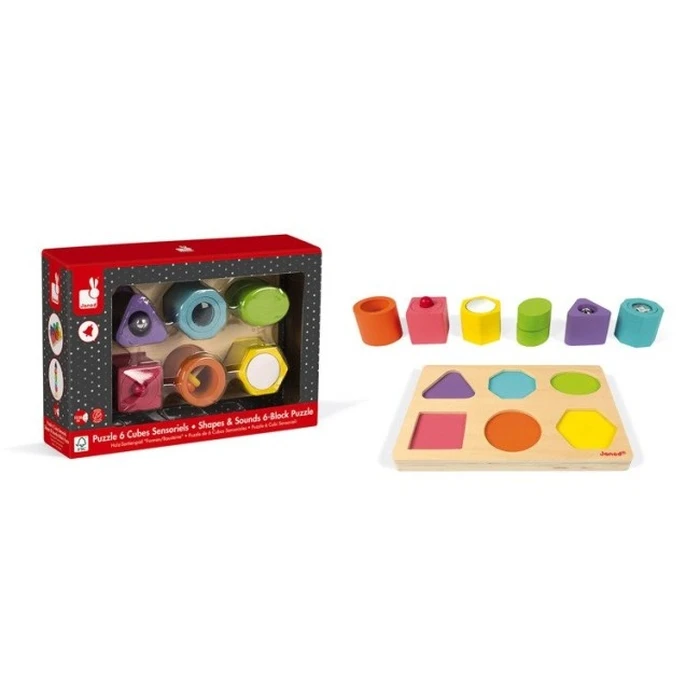 Janod Wooden Sensory Puzzle - Shapes & Sounds (J05332)
