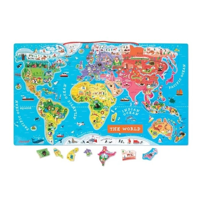 Janod Magnetic Puzzle - World Map (92 Pieces)