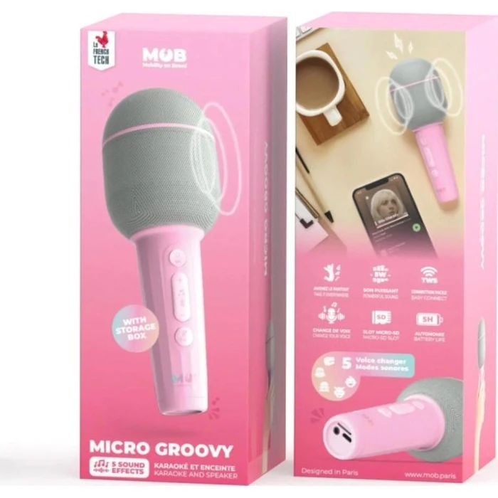 Mobility On Board Groovy Wireless Karaoke Microphone (GROOV-MARSH-01) - Pink