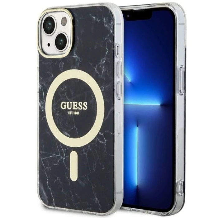 Guess GUHMP14SPCUMAK Apple iPhone 14 black hardcase Marble MagSafe