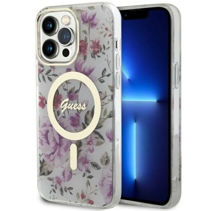 Guess GUHMP14XHCFWST Apple iPhone 14 Pro Max transparent hardcase Flower MagSafe