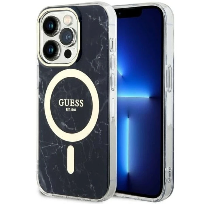 Guess GUHMP14XPCUMAK Apple iPhone 14 Pro Max black hardcase Marble MagSafe