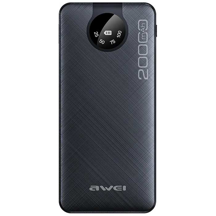AWEI P134K Powerbank 20000mAh black Display + USB/PD/Lightning/microUSB Cables