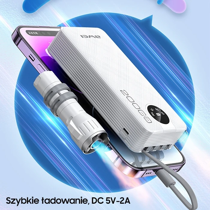 AWEI P134K Powerbank 20000mAh black Display + USB/PD/Lightning/microUSB Cables