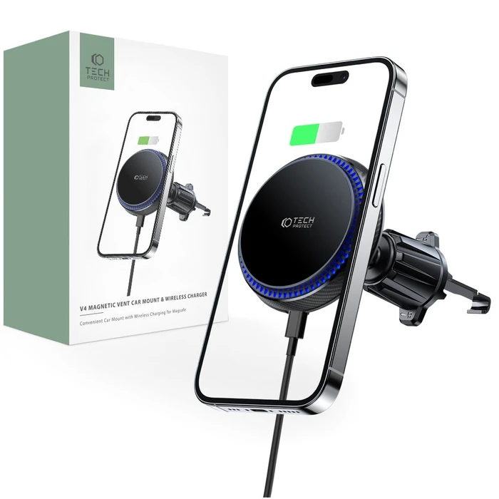 Tech-Protect MM15W-V4 Magnetic Magsafe Vent Car Mount Wireless Charger 15W Black