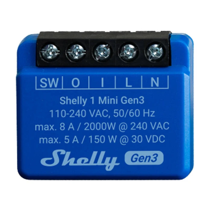 Έξυπνος Ενδιάμεσος Διακόπτης Shelly 1 Mini Gen3 (Μπλε)