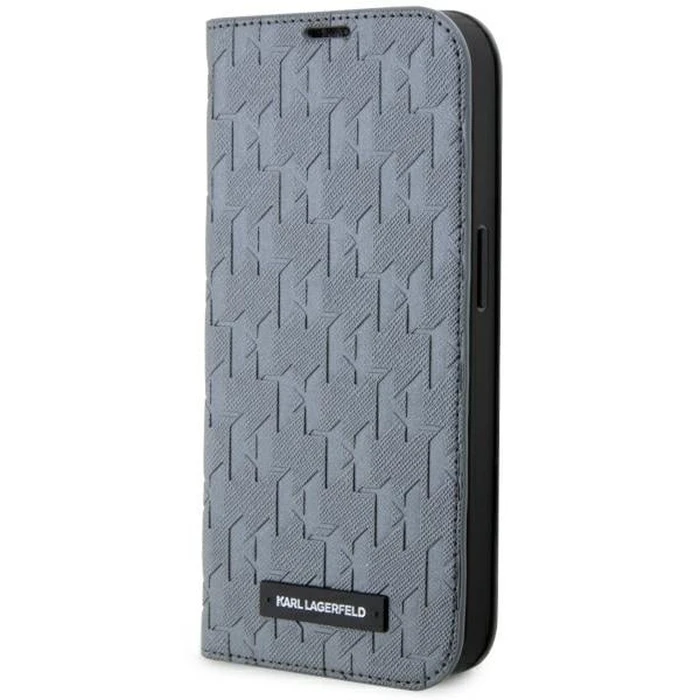 Karl Lagerfeld KLBKP14LSAKLHPG Apple iPhone 14 Pro bookcase silver Saffiano Monogram