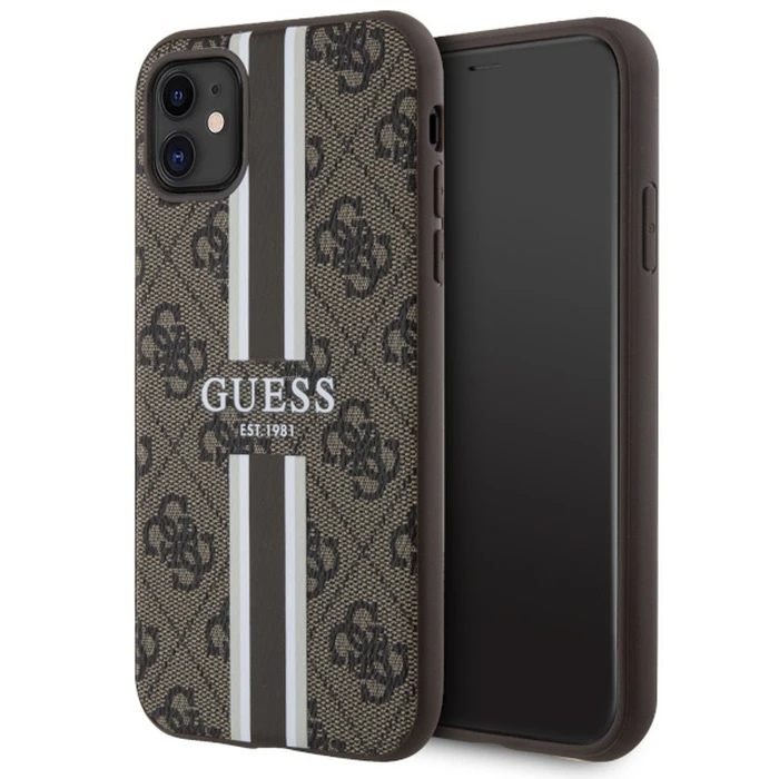 Guess GUHMN61P4RPSW Apple iPhone 11/XR brown hardcase 4G Printed Stripes MagSafe