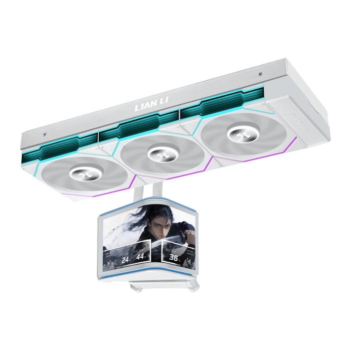 LIAN LI HydroShift II OLED Curved 360TL - 360mm AIO Water Cooling with 6.67" 2K Curved OLED Display - White