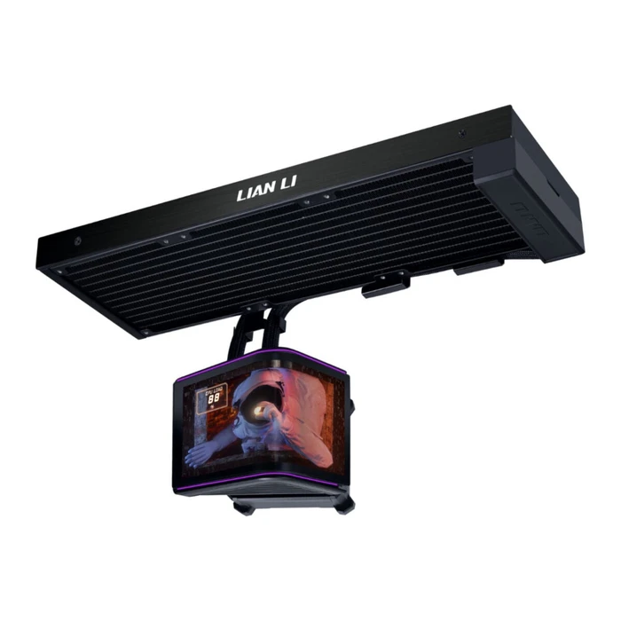 Lian Li HydroShift II OLED Curved 360mm Fanless AIO Water Cooling - 6.67" 2K Display - Black