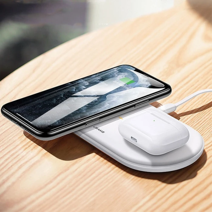 USAMS US-CD120 10W Dual Wireless Charger white