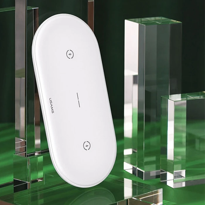 USAMS US-CD120 10W Dual Wireless Charger white