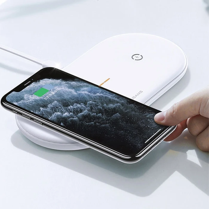 USAMS US-CD120 10W Dual Wireless Charger white