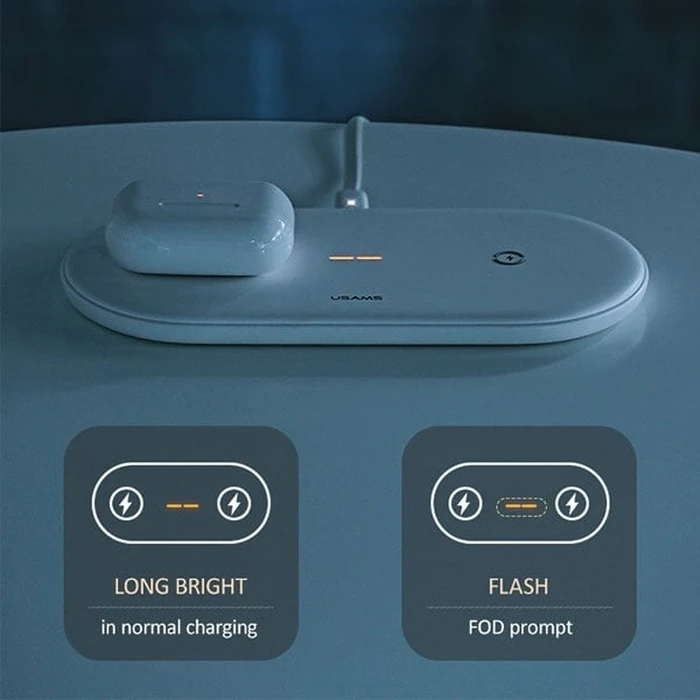 USAMS US-CD120 10W Dual Wireless Charger white