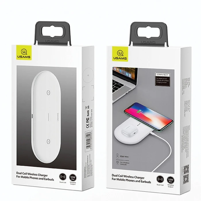 USAMS US-CD120 10W Dual Wireless Charger white