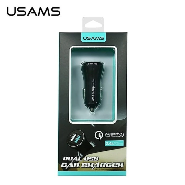 USAMS Car Charger 2xUSB 2,4A QC 3.0 black (US-CC028)