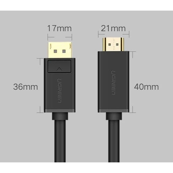UGREEN DP101 DisplayPort/HDMI 4K 30Hz 32AWG Cable 1,5m black