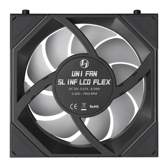 LIAN LI UNI FAN SL INF LCD FLEX - Black - Wireless 120mm (1pc) Case Fan - No Controller Included