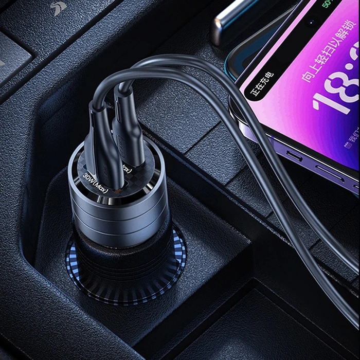 USAMS C36 Car Charger USB-A+USB-C 95W Fast Charge black (US-CC176)