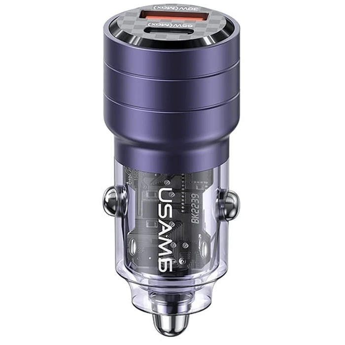 USAMS C36 Car Charger USB-A+USB-C 95W Fast Charge purple (US-CC176)