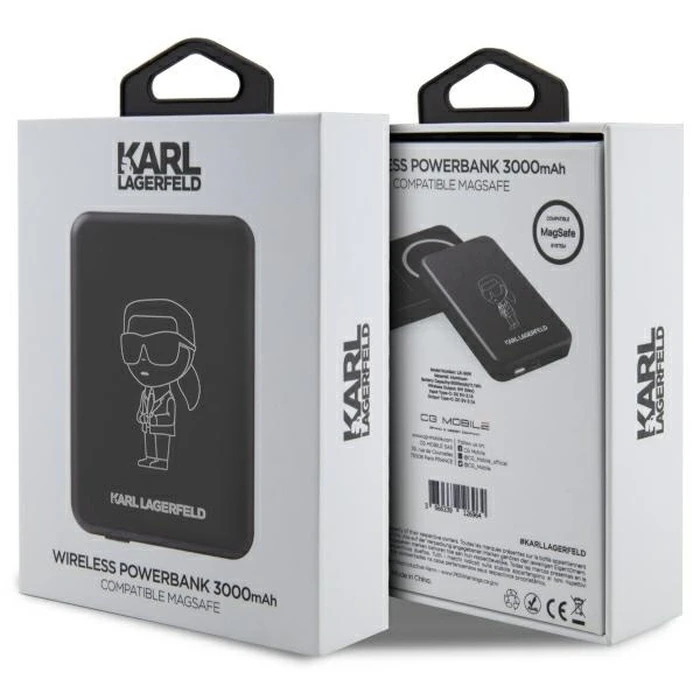 Karl Lagerfeld Wireless Charging Powerbank KLPBMKIOTTGK 5W 3000mAh black Ikonik MagSafe