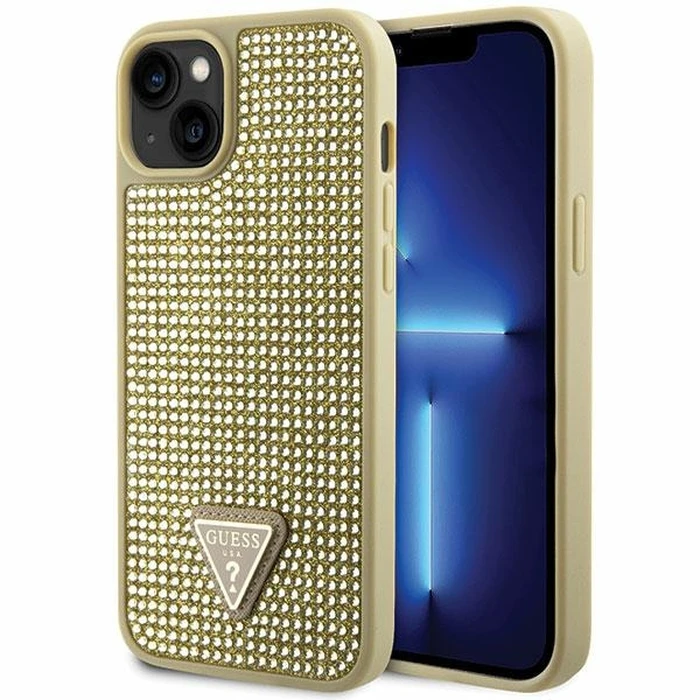Guess GUHCP14MHDGTPD Apple iPhone 14 Plus / 15 Plus gold hardcase Rhinestone Triangle