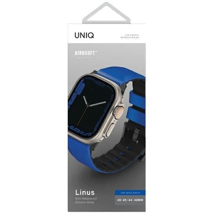 UNIQ Linus strap Apple Watch 4/5/6/7/SE/8/9/Ultra 44/45/49mm Airosoft Silicone blue/racing blue
