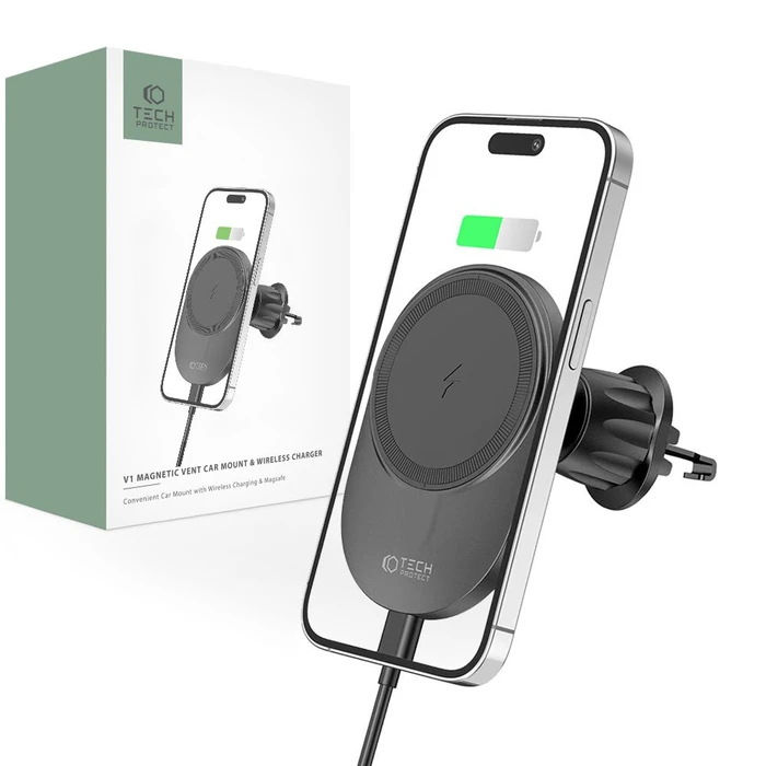 Tech-Protect MM15W-V1 Magnetic Vent Car Mount Wireless Charger MagSafe 15W Black