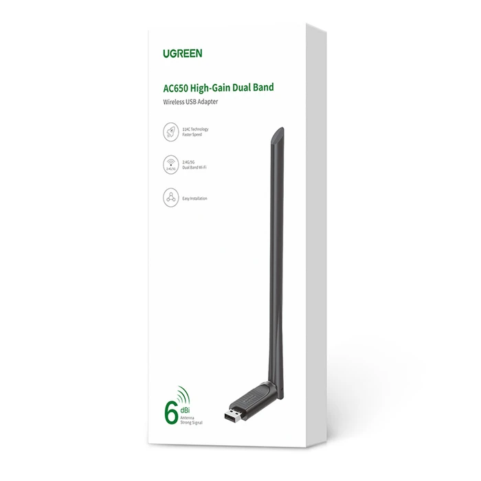 UGREEN CM496 WiFi Adapter USB AC650 Dual Band black