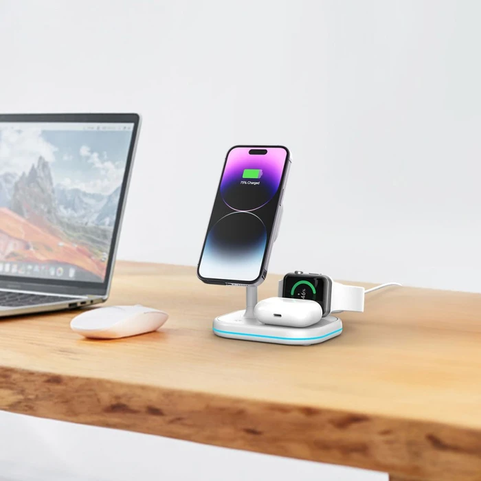 Tech-Protect QI15W-A27 3in1 Magnetic MagSafe Wireless Charger White