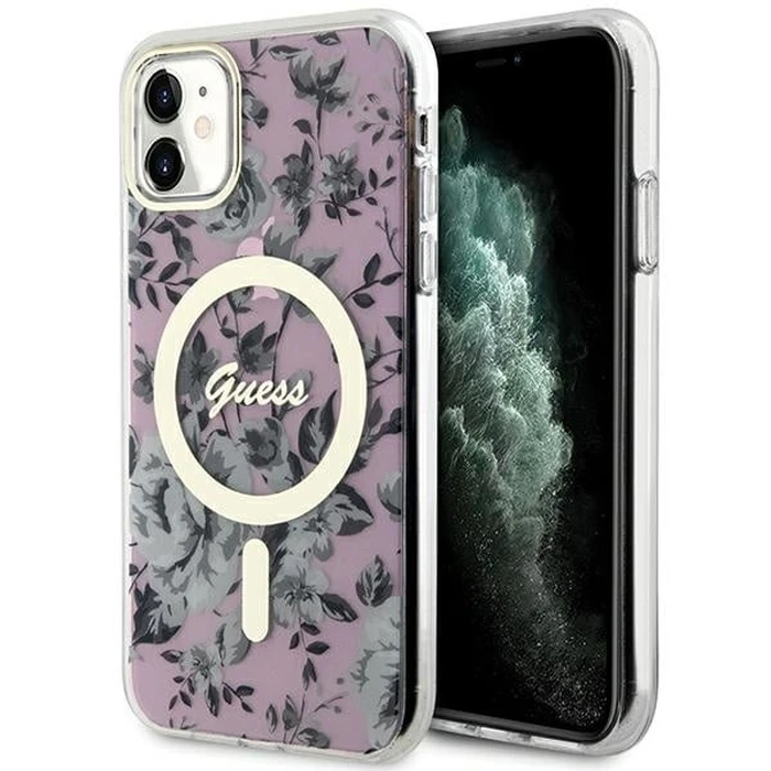 Guess GUHMN61HCFWSP Apple iPhone 11/XR pink hardcase Flower MagSafe