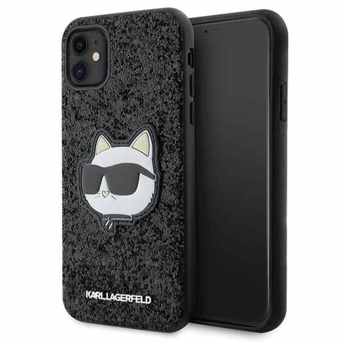 Karl Lagerfeld KLHCN61G2CPK Apple iPhone 11/XR black hardcase Glitter Choupette Patch