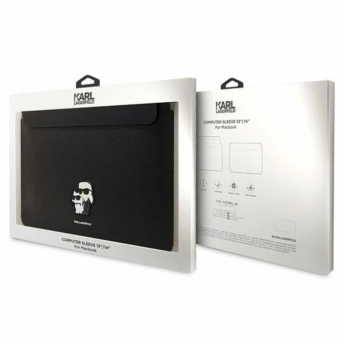 Karl Lagerfeld Sleeve KLCS14SAKCPMK 14 inch black Saffiano Karl&Choupette
