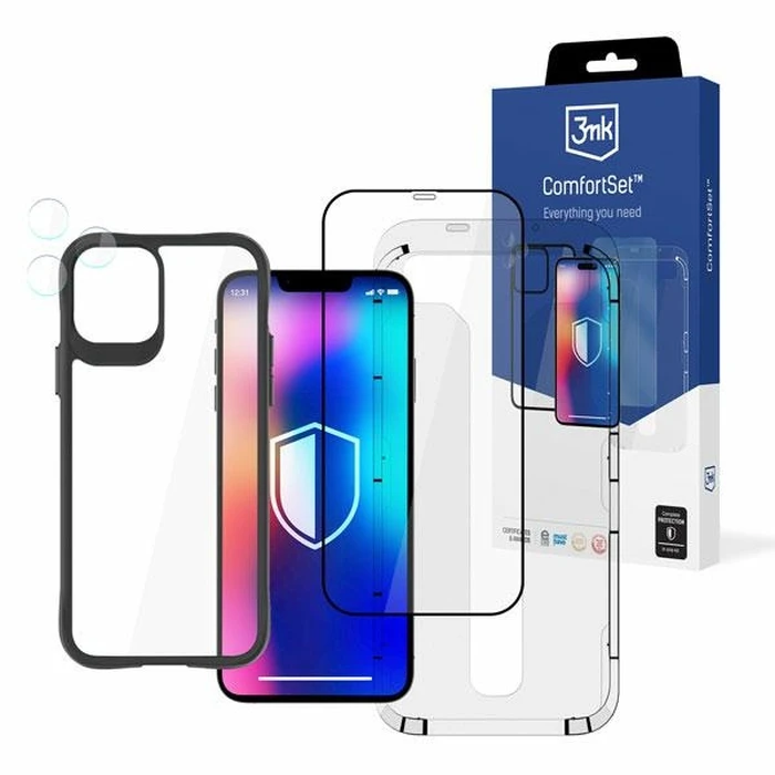 3MK Comfort Set 4in1 Case + Camera Glass + Screen Glass Apple iPhone 12
