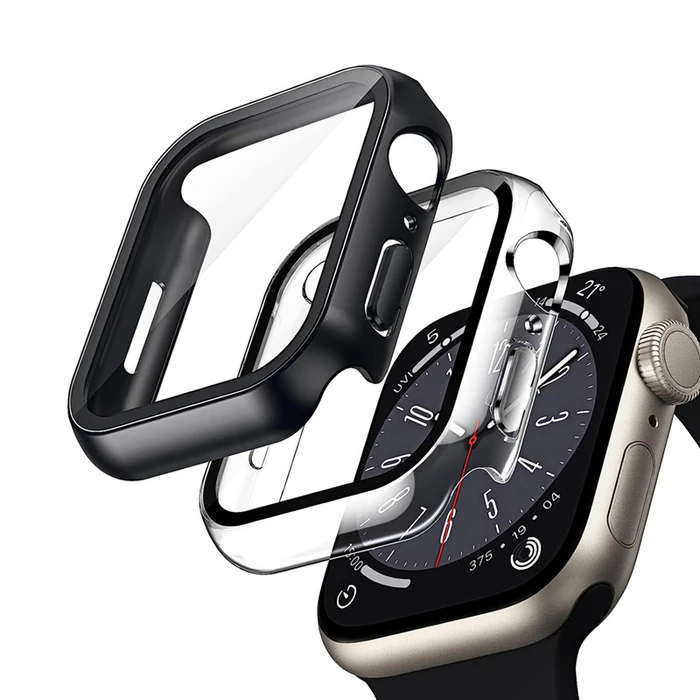 Case + glass Crong Hybrid Watch Case Apple Watch 4/5/6/7/8/9/SE 44/45mm (Clear)