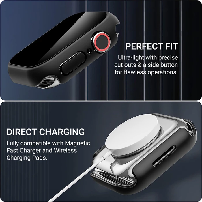 Case + glass Crong Hybrid Watch Case Apple Watch 4/5/6/7/8/9/SE 44/45mm (Carbon)