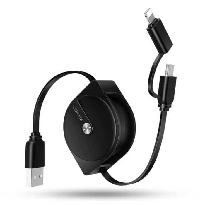 USAMS U1 US-SJ192 2in1 USB-A/Lightning/microUSB Cable 1m black