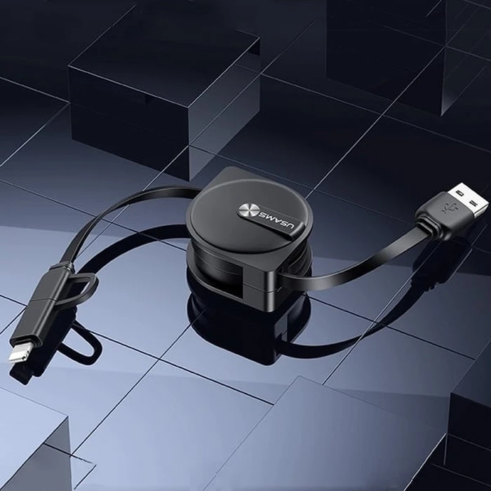 USAMS U1 US-SJ192 2in1 USB-A/Lightning/microUSB Cable 1m black