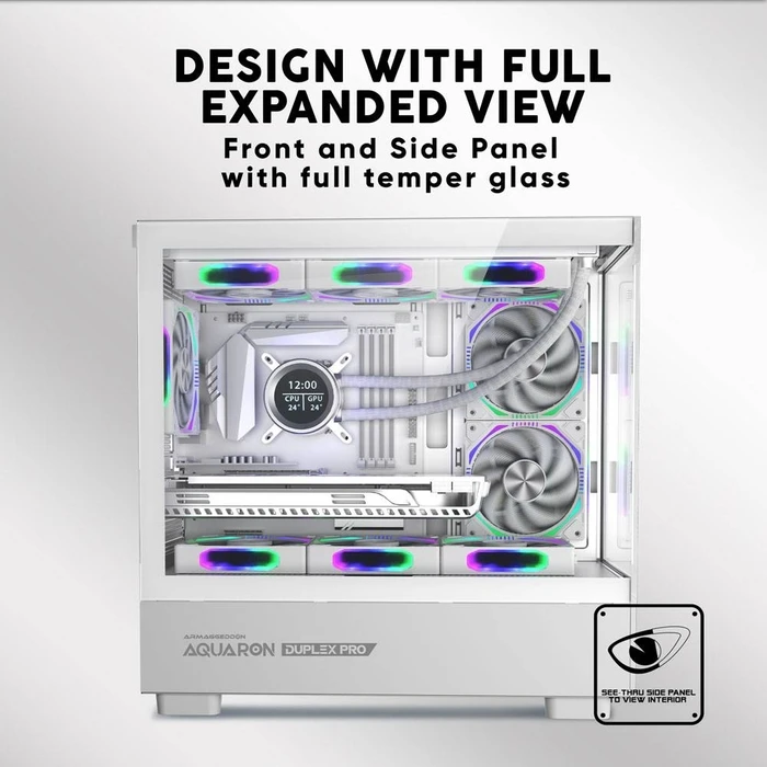 Κουτί Η/Υ Armaggeddon Rgb M-Atx Dual Chamber Gaming Aquaron Duplex Pro White