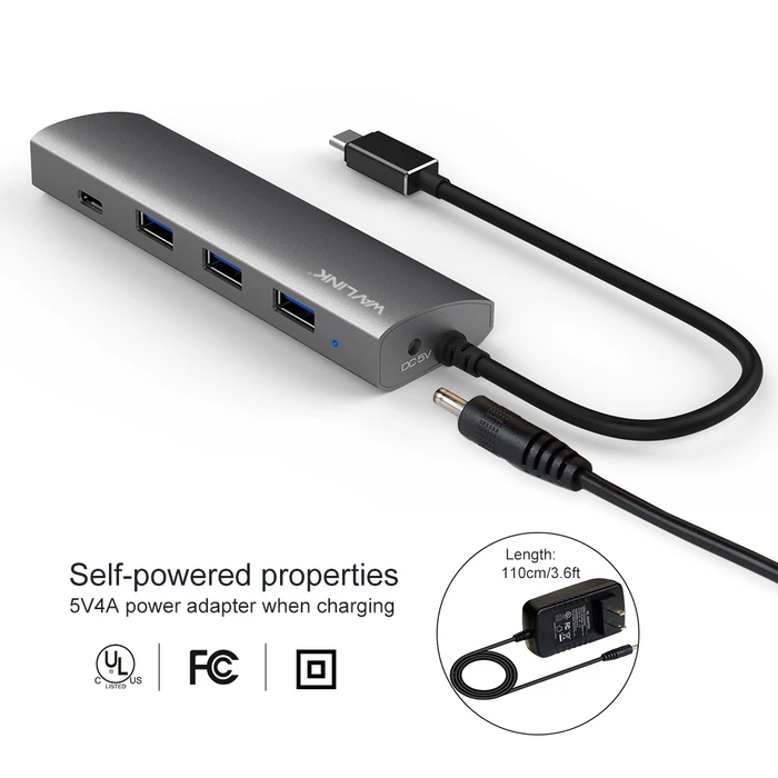 USB Hub Wavlink SUPERSPEED 3.0 Type-C 4-PORT ALUMINUM