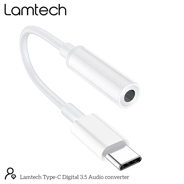 Αντάπτορας USB Lamtech Type-C Audio JACK 3,5mm WHITE