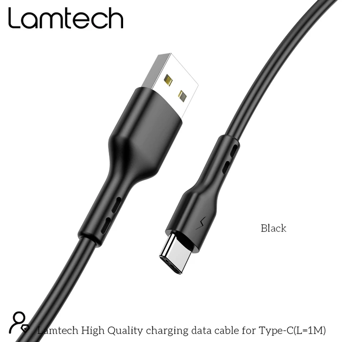 Καλώδιo USB Lamtech Data Type-C 1m Black